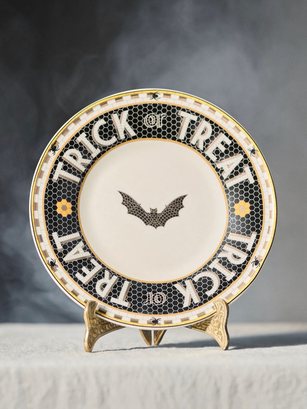 Anthropologie Bistro Tile Trick or Treat Halloween Dessert Plate
